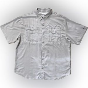 COLUMBIA MEN’S XL FISHING SHIRT GRAY VINTED SHORT SLEEVE